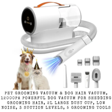 Pet Grooming Vacuum & Dog Hair Vacuum, 12000Pa Powerful Dog Vacuum for Shedding Grooming Hair, 2L Large Dust Cup, Low Noise, 3 Suction Levels, 5 Grooming Tools